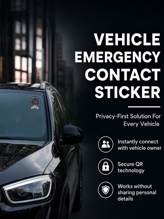 Smart Owners ID QR Car Sticker - Stealth Design (Inside Windshield) | Double-Sided QR Code | Scan to Contact Owner Without Phone Number | Emergency Contact number Sticker & Vehicle Info Tag