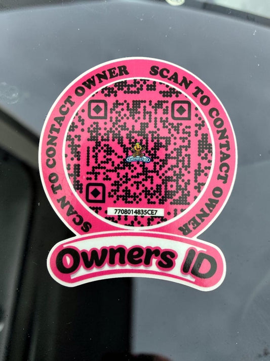 Smart Owners ID QR Car Sticker - Expression Design - Pink (Inside Windshield) | Double-Sided QR Code | Scan to Contact Owner Without Phone Number | Emergency Contact & Vehicle Info Tag