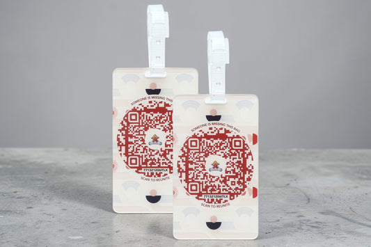 Smart Luggage Tag with QR Owner ID |Supports Global Lost & Found Recovery – Geometry Theme Brown (Pack of 2)