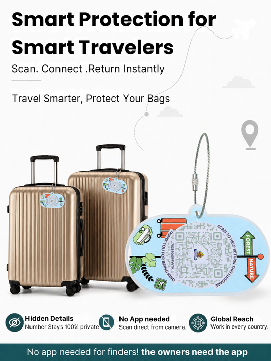 Smart Luggage Tag with QR Owner ID | Supports Global Lost & Found Recovery – Forest Nature (Pack of 2)