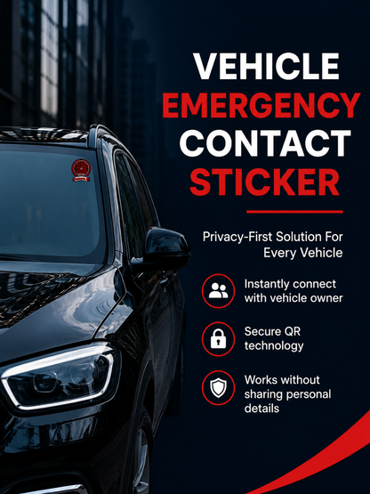 Smart Owners ID QR Car Sticker - Black Mamba Design - Red & Black(Inside Windshield) | Double-Sided QR Code | Scan to Contact Owner Without Phone Number | Emergency Contact & Vehicle Info Tag