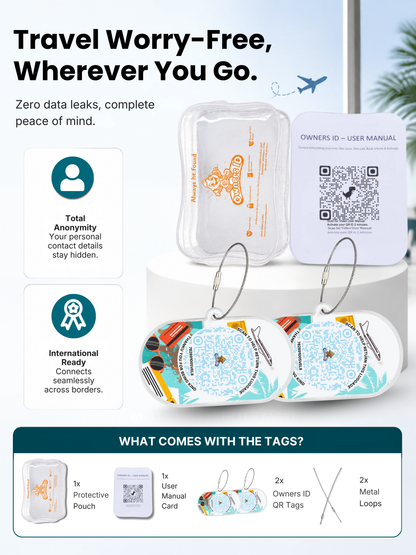 Smart Luggage Tag with QR Owners ID | Supports Global Lost & Found Recovery – Holiday Themed Teal (Pack of 2)