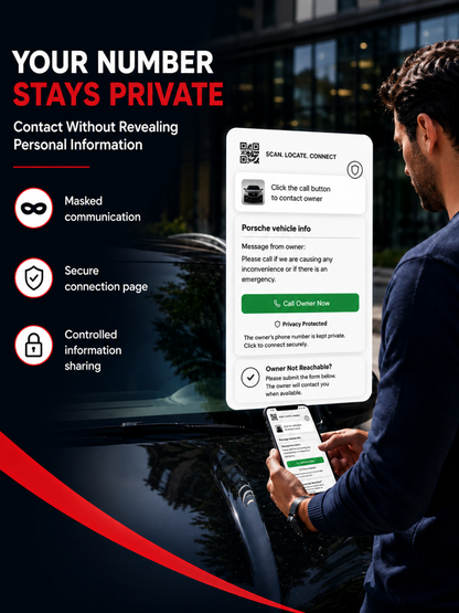 Smart Owners ID QR Car Sticker - Black Mamba Design - Red & Black(Inside Windshield) | Double-Sided QR Code | Scan to Contact Owner Without Phone Number | Emergency Contact & Vehicle Info Tag