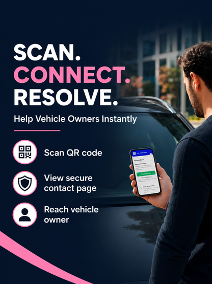 Smart Owners ID QR Car Sticker - Expression Design - Pink (Inside Windshield) | Double-Sided QR Code | Scan to Contact Owner Without Phone Number | Emergency Contact & Vehicle Info Tag