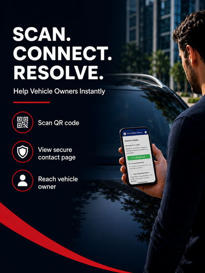 Smart Owners ID QR Car Sticker - Black Mamba Design - Red & Black(Inside Windshield) | Double-Sided QR Code | Scan to Contact Owner Without Phone Number | Emergency Contact & Vehicle Info Tag