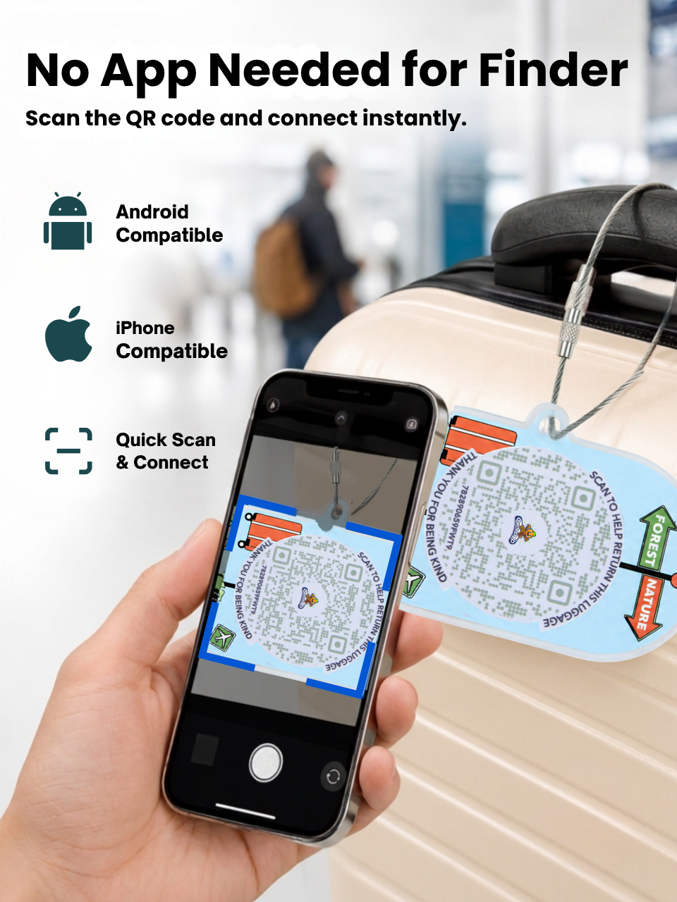Smart Luggage Tag with QR Owner ID | Supports Global Lost & Found Recovery – Forest Nature (Pack of 2)