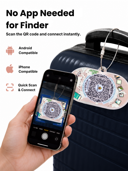 Smart Luggage Tag with QR Owners ID | Supports Global Lost & Found Recovery – Holiday Themed Peach (Pack of 2)