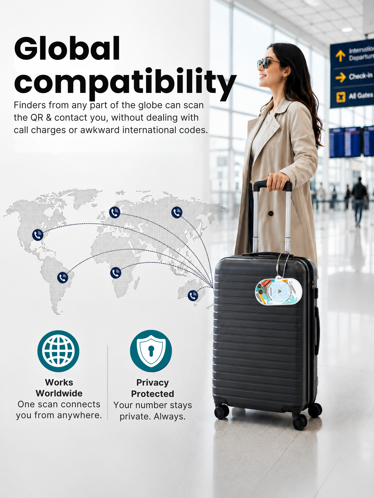 Smart Luggage Tag with QR Owners ID | Supports Global Lost & Found Recovery – Holiday Themed Teal (Pack of 2)