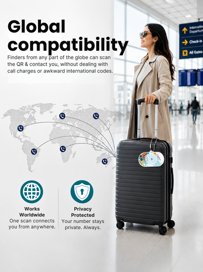 Smart Luggage Tag with QR Owners ID | Supports Global Lost & Found Recovery – Holiday Themed Teal (Pack of 2)
