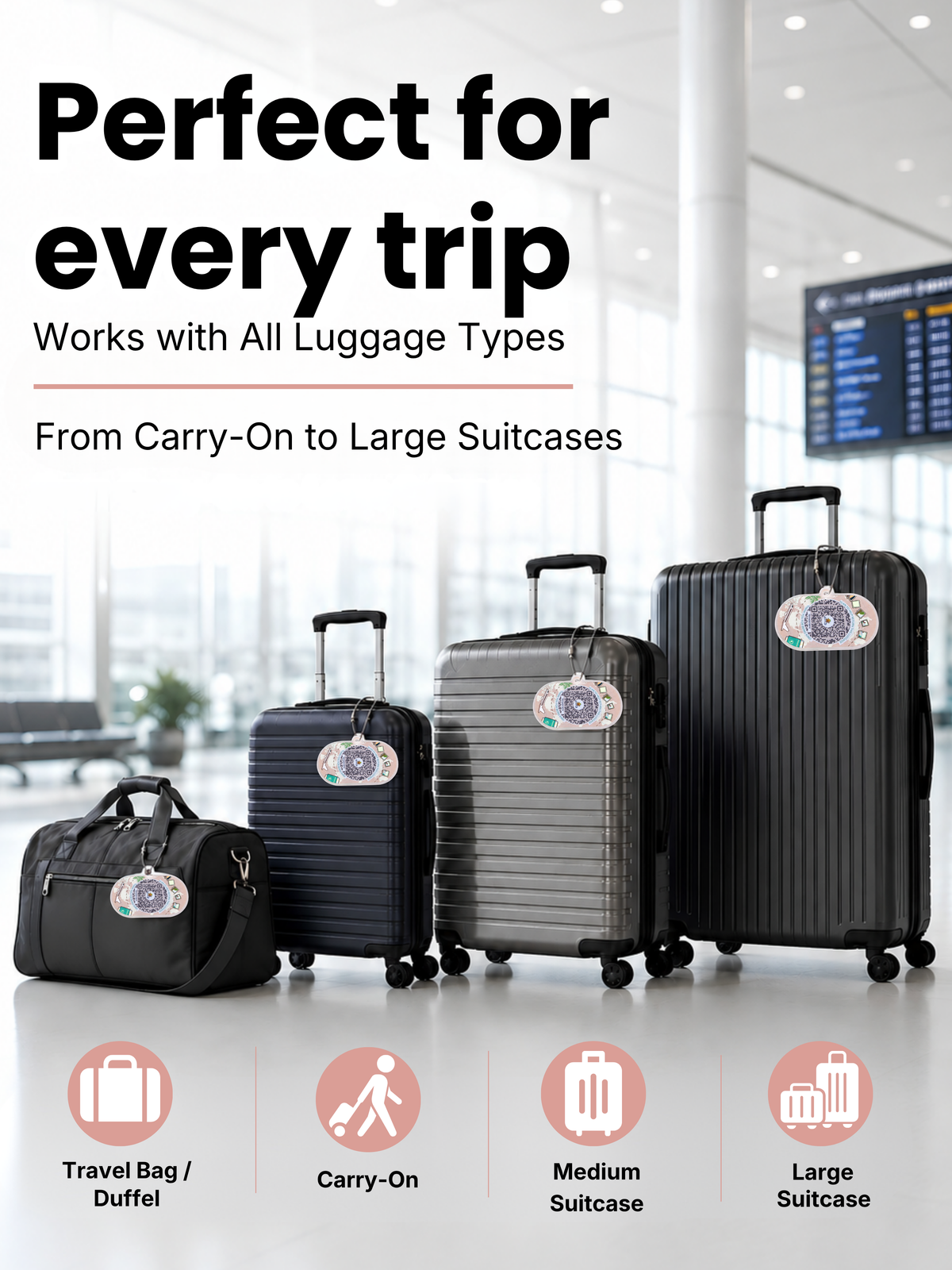 Smart Luggage Tag with QR Owners ID | Supports Global Lost & Found Recovery – Holiday Themed Peach (Pack of 2)