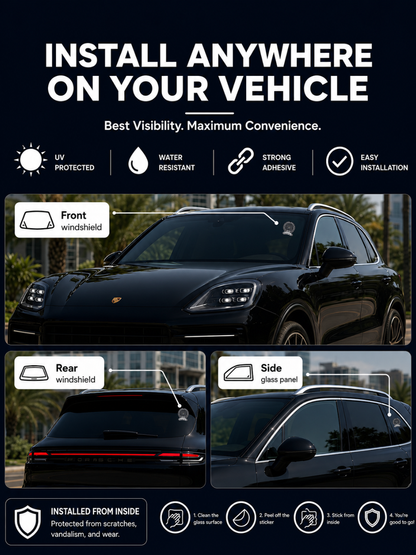 Smart Owners ID QR Car Sticker - Stealth Design (Inside Windshield) | Double-Sided QR Code | Scan to Contact Owner Without Phone Number | Emergency Contact number Sticker & Vehicle Info Tag