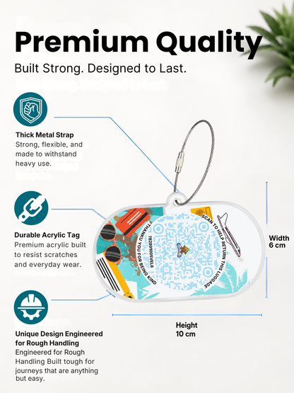 Smart Luggage Tag with QR Owners ID | Supports Global Lost & Found Recovery – Holiday Themed Teal (Pack of 2)