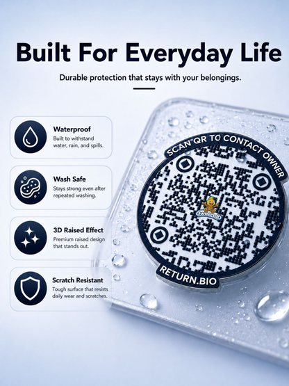Charcoal Grey | Global Lost & Found recovery Smart QR stickers for every day essentials like Laptops, Phones, Wallets, Passport (Pack Of 8)