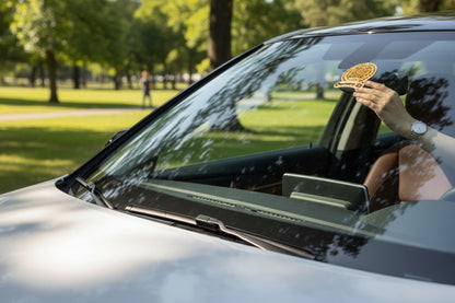 Smart Owners ID QR Car Sticker - Playful Design - Orange (Inside Windshield) | Double-Sided QR Code | Scan to Contact Owner Without Phone Number | Emergency Contact & Vehicle Info Tag