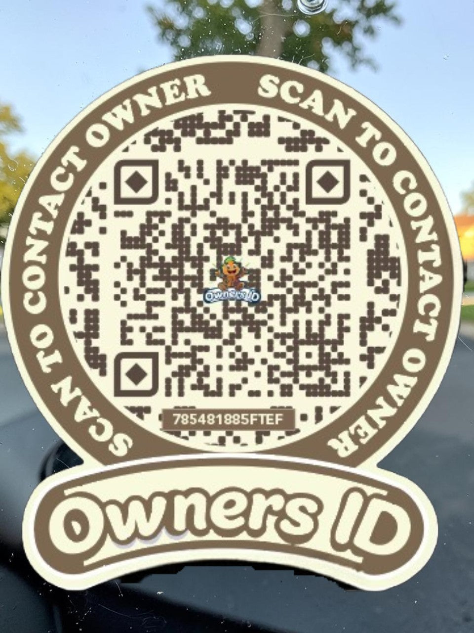 Smart Owners ID QR Car Sticker - Cookie Cream Design (Inside Windshield) | Double-Sided QR Code | Scan to Contact Owner Without Phone Number | Emergency Contact number Sticker & Vehicle Info Tag