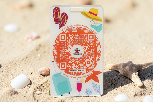 Smart Luggage Tag with QR Owner ID | Supports Global Lost & Found Recovery – Holiday Themed Orange (Pack of 1)