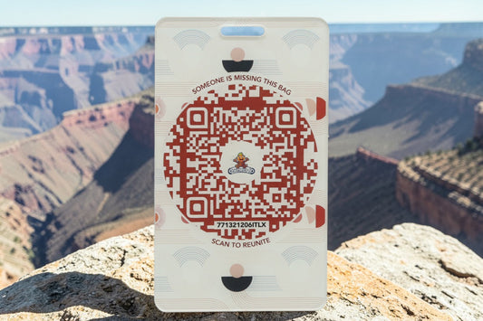 Smart Luggage Tag with QR Owner ID | Supports Global Lost & Found Recovery – Geometry Themed Brown Colour (1 Pack)