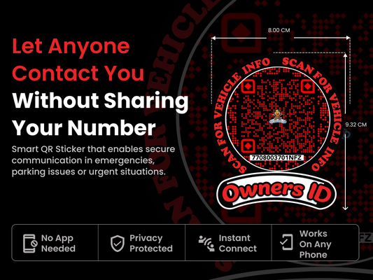 Smart Owners ID QR Car Sticker - Black Mamba Design - Red & Black(Inside Windshield) | Double-Sided QR Code | Scan to Contact Owner Without Phone Number | Emergency Contact & Vehicle Info Tag