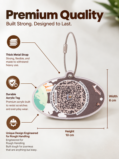 Travel Protection Combo (Solo) - Brown Luggage Tag + 8 Identical Multipurpose Sticker