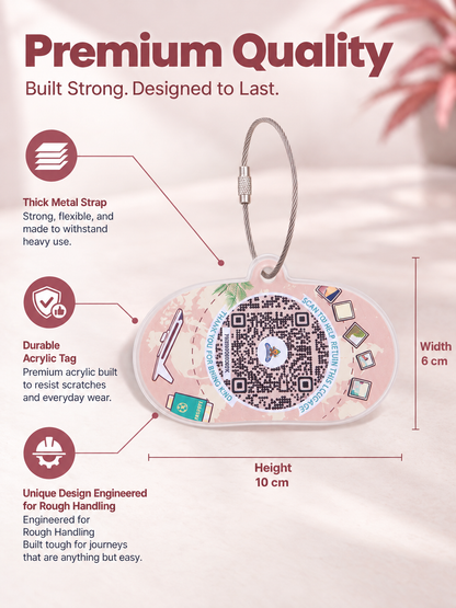 Travel Protection Combo (Solo) - Peach Luggage Tag + 8 Identical Multipurpose Sticker