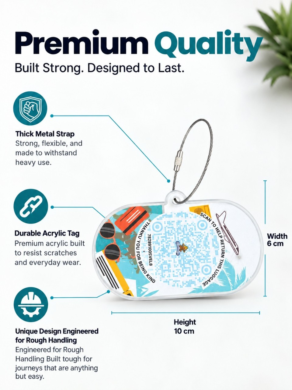 Travel Protection Combo (Solo) - Teal Luggage Tag + 8 Identical Multipurpose Sticker
