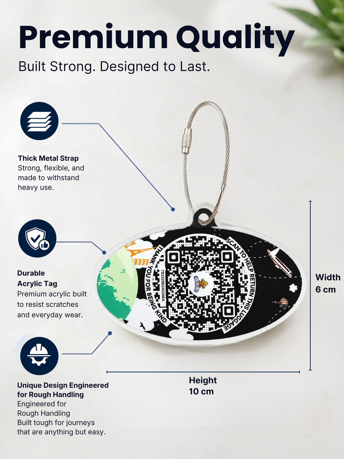 Travel Protection Combo (Solo) - Black Luggage Tag + 8 Identical Multipurpose Sticker