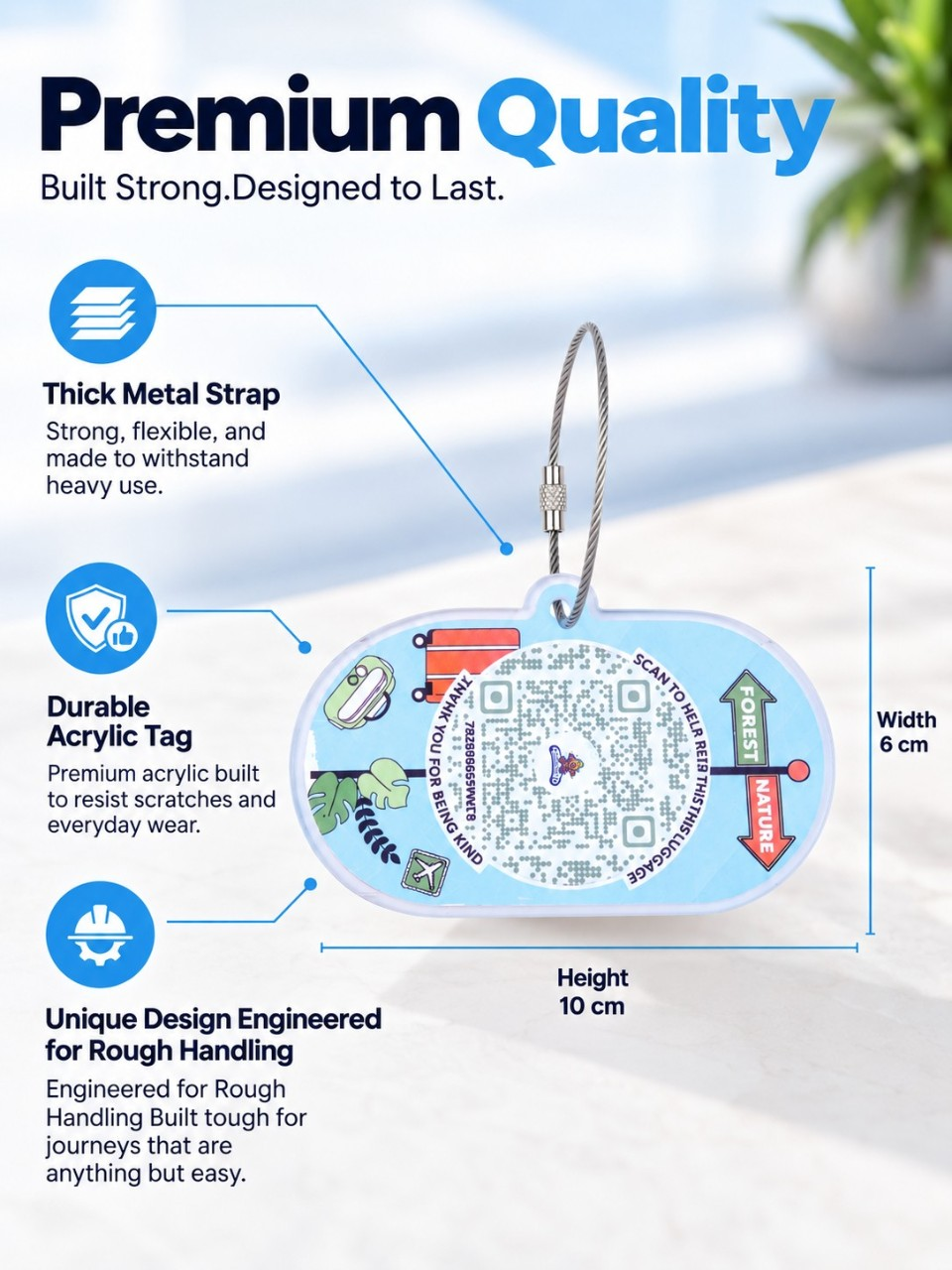 Travel Protection Combo (Solo) - Blue Luggage Tag + 8 Identical Multipurpose Sticker