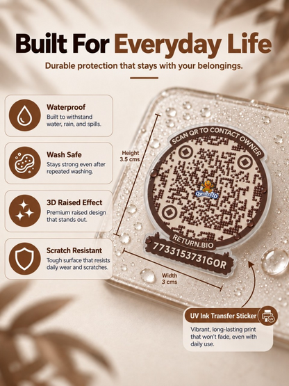 Travel Protection Combo (Solo) - Brown Luggage Tag + 8 Identical Multipurpose Sticker