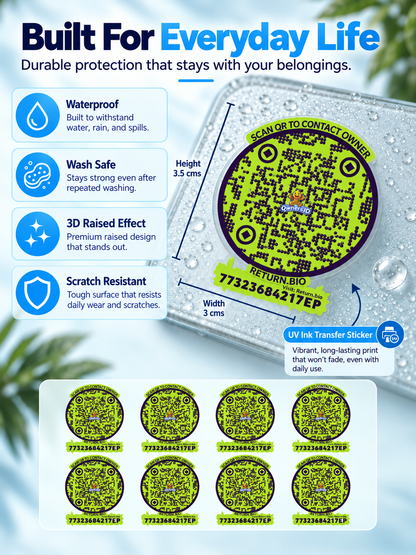 Travel Protection Combo (Solo) - Blue Luggage Tag + 8 Identical Multipurpose Sticker