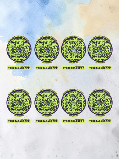 Green | Global Lost & Found recovery Smart QR stickers for every day essentials like Laptops, Phones, Wallets, Passport (Pack Of 8)
