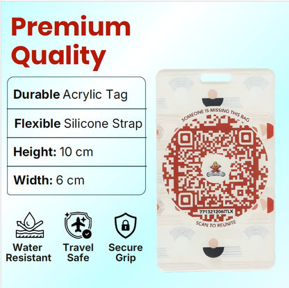 Smart Luggage Tag with QR Owner ID |Supports Global Lost & Found Recovery – Geometry Theme Brown (Pack of 2)