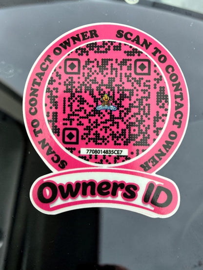 Smart Owners ID QR Car Sticker - Expression Design - Pink (Inside Windshield) | Double-Sided QR Code | Scan to Contact Owner Without Phone Number | Emergency Contact & Vehicle Info Tag