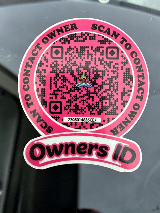 Smart Owners ID QR Car Sticker - Expression Design - Pink (Inside Windshield) | Double-Sided QR Code | Scan to Contact Owner Without Phone Number | Emergency Contact & Vehicle Info Tag