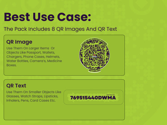 Smart QR Multi-purpose sticker (Pack of 8) | Supports Global Lost & Found Recovery