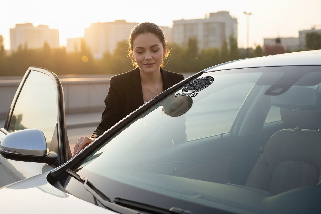 Smart Owners ID QR Car Sticker - Stealth Design (Inside Windshield) | Double-Sided QR Code | Scan to Contact Owner Without Phone Number | Emergency Contact & Vehicle Info Tag