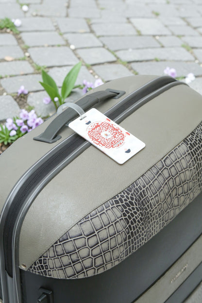 Smart Luggage Tag with QR Owner ID |Supports Global Lost & Found Recovery – Geometry Theme Brown (Pack of 2)