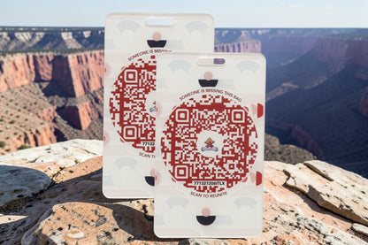Smart Luggage Tag with QR Owner ID |Supports Global Lost & Found Recovery – Geometry Theme Brown (Pack of 2)